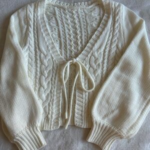Amazon Cream Cable Knit Cardigan